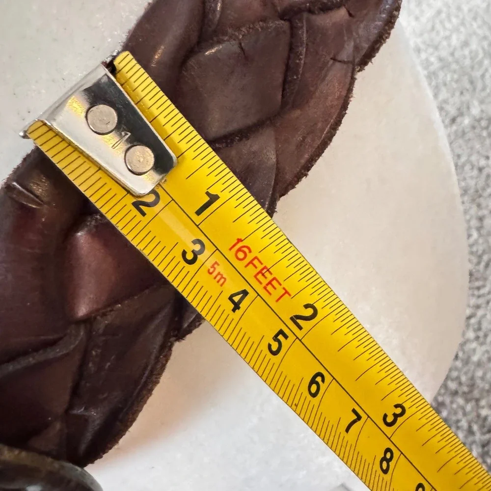 Leather Island Vintage thick Braided Leather Belt‎ Dark Brown Bill Lavin size 38